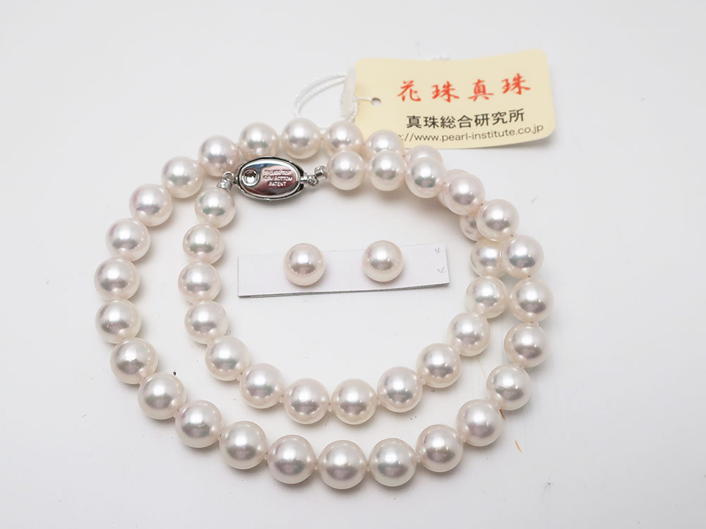 アコヤ真珠 8.0-8.5mm 花珠ネックレス ペア珠付 買取実績 202208